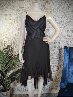 1990's/Y2K Black Ribbon Party Dress - Women's Size S/M